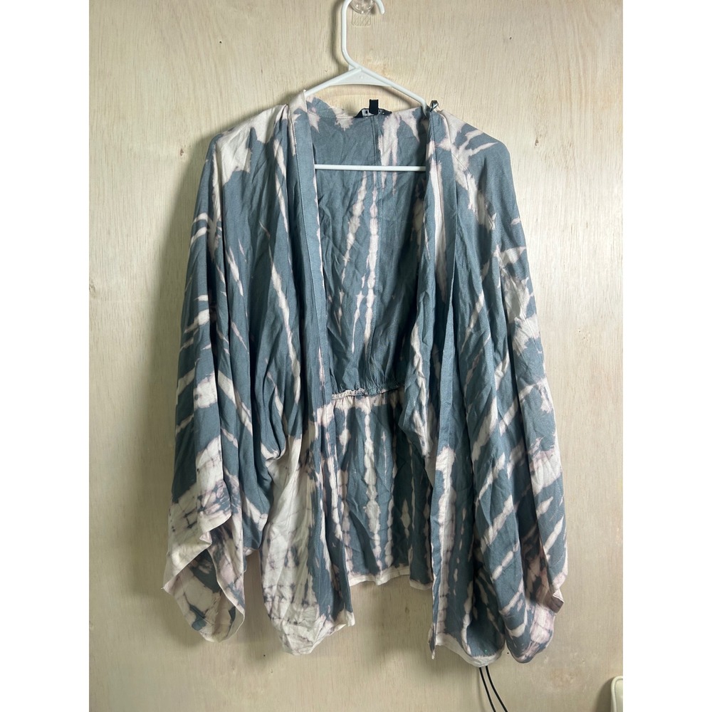 Sim & Sam Kimono Wrap Women S/M Blue Excellent Tie‎ Dye Boho Open Front Layer